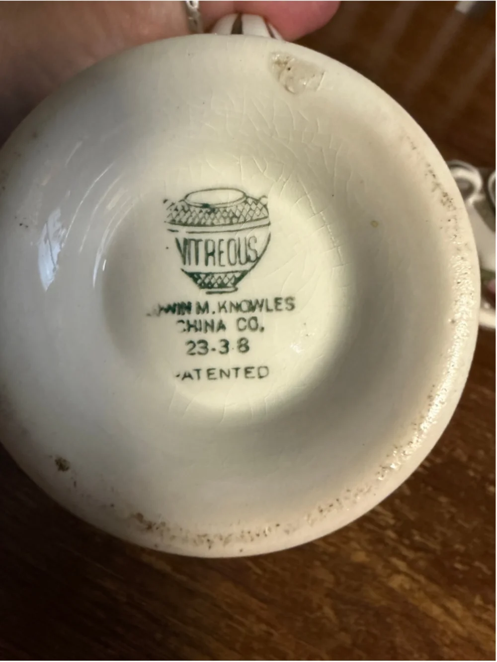 Vintage Wm M Knowles Vitreous China 3 Piece Tea Set Floral Teapot Sugar Bowl Cre